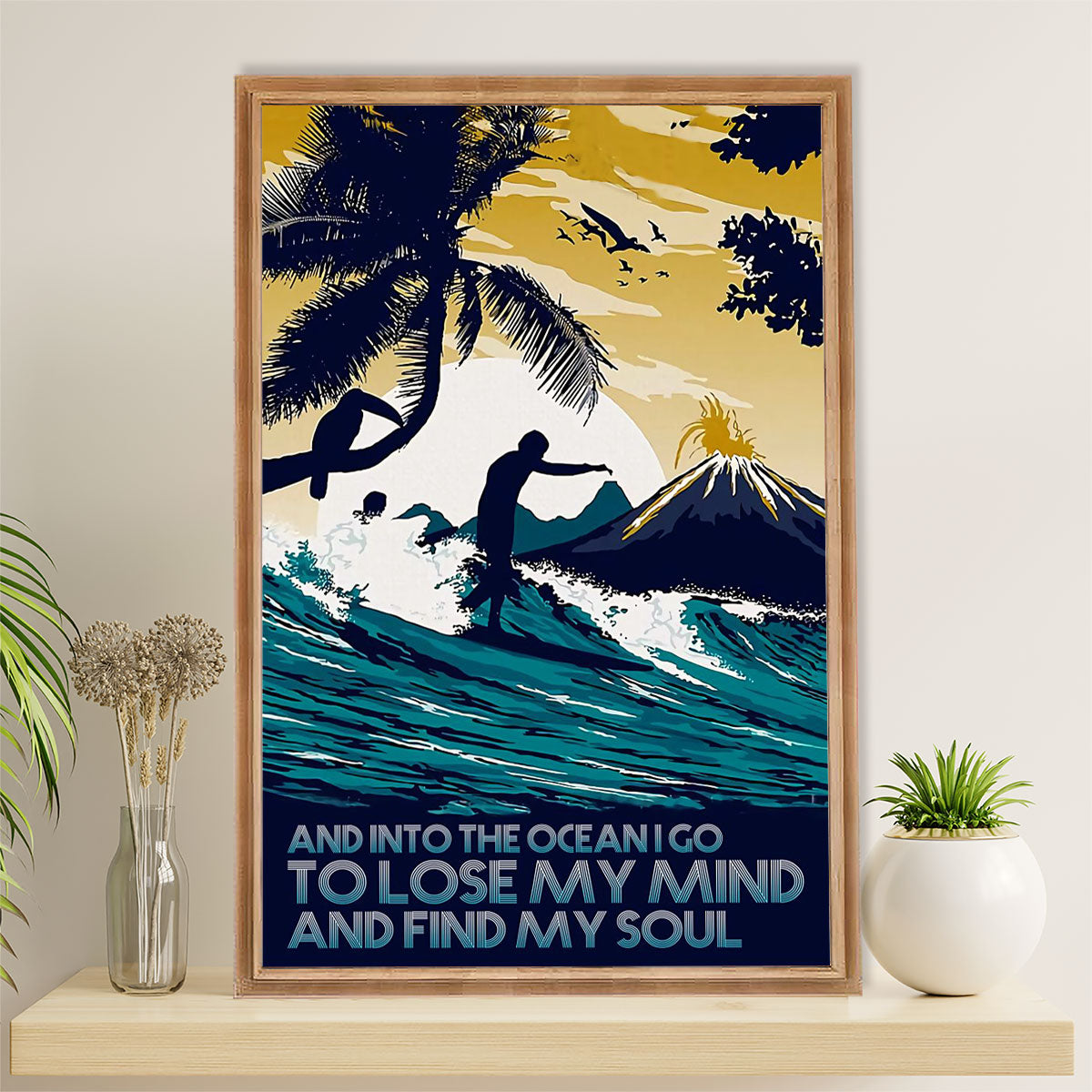 Water Surfing Canvas Wall Art Prints | Into The Ocean I Go | Home Décor Gift for Beach Surfer
