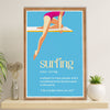 Water Surfing Canvas Wall Art Prints | Surfing Definition | Home Décor Gift for Beach Surfer
