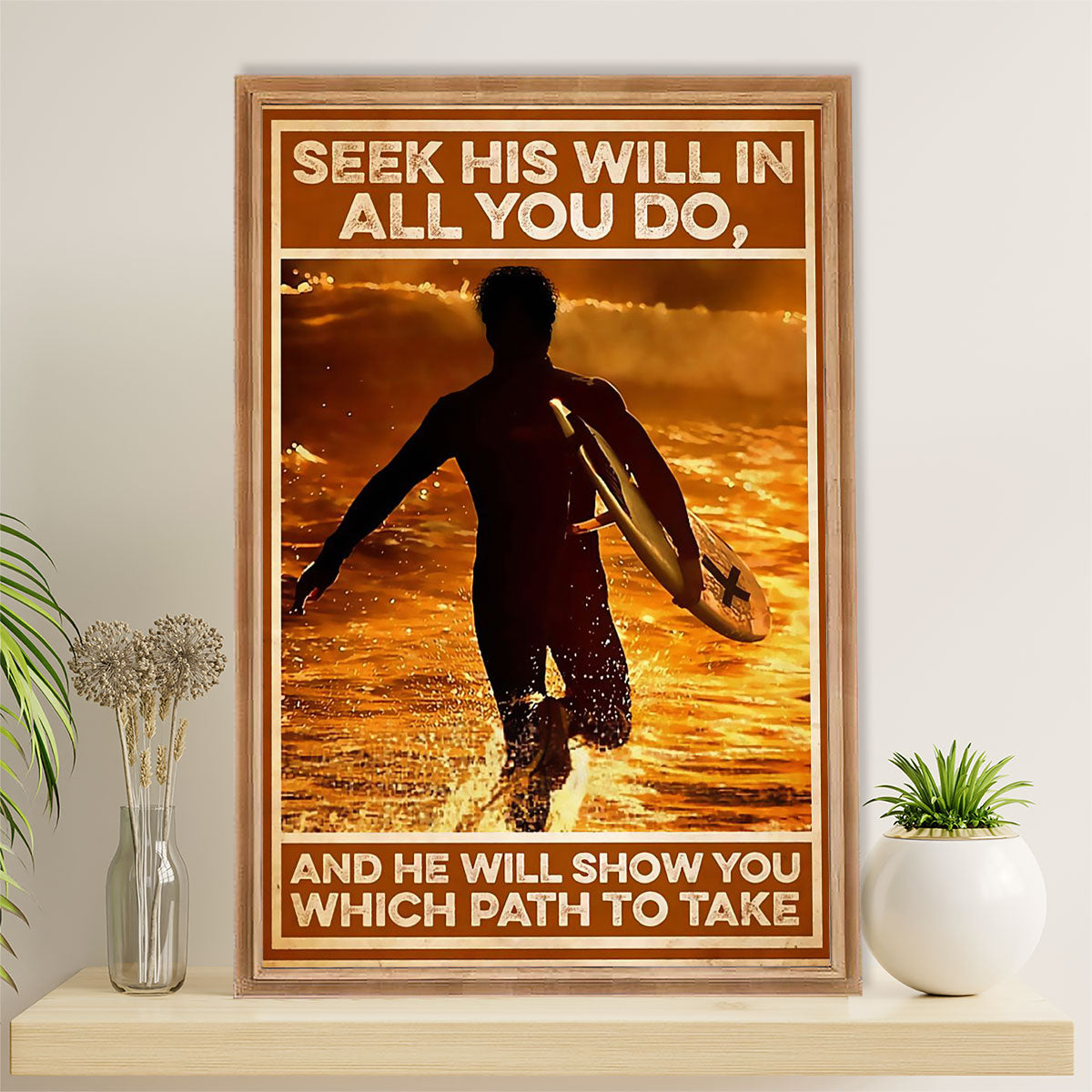 Water Surfing Canvas Wall Art Prints | Man Surfing | Home Décor Gift for Beach Surfer