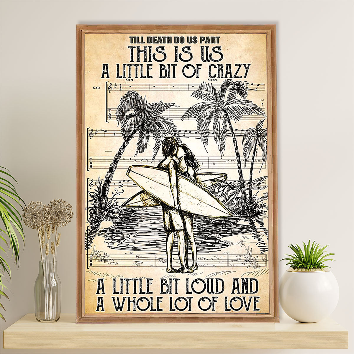 Water Surfing Canvas Wall Art Prints | This Is Little Bit Of Crazy | Home Décor Gift for Beach Surfer