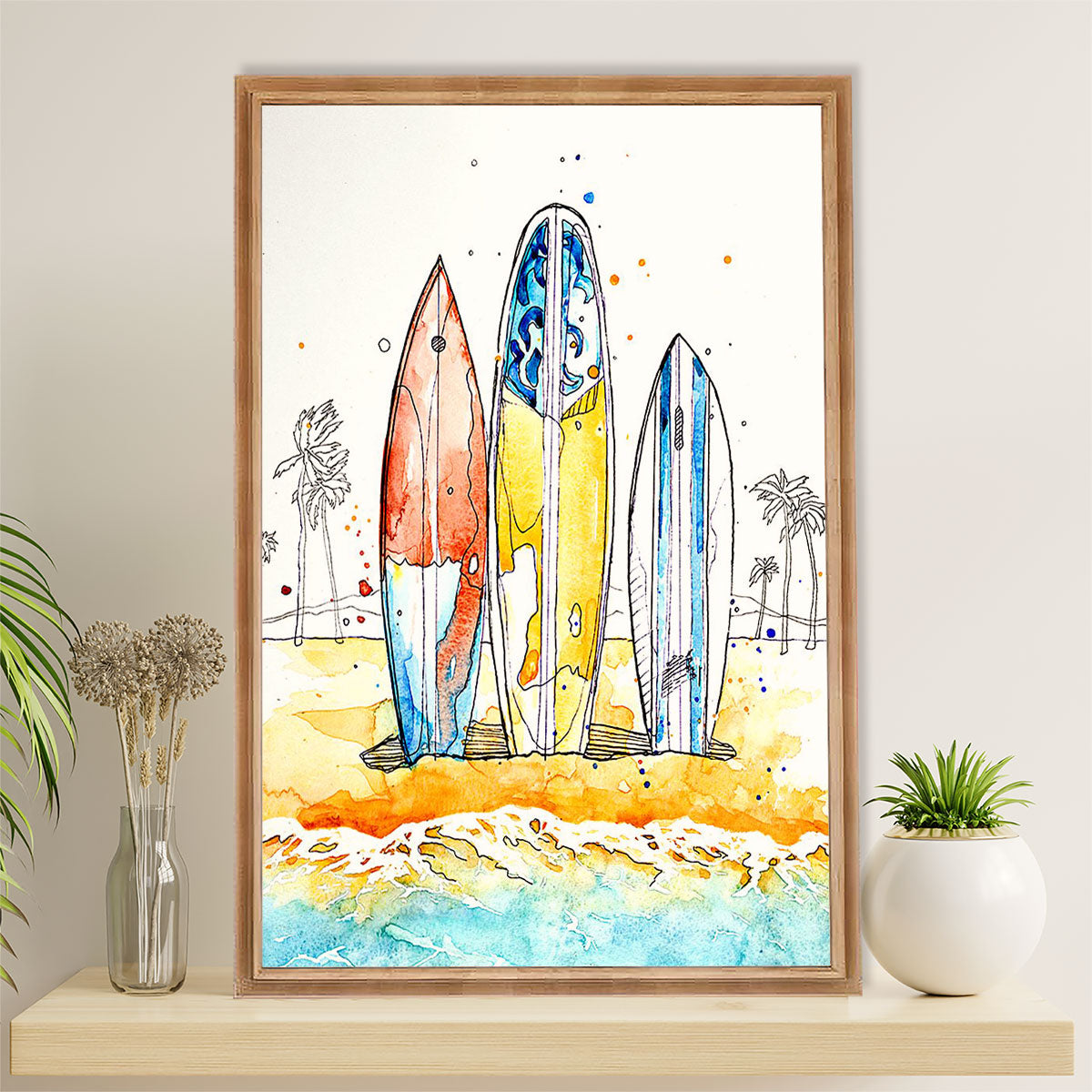 Water Surfing Poster Prints | Surfboards | Wall Art Gift for Beach Surfer