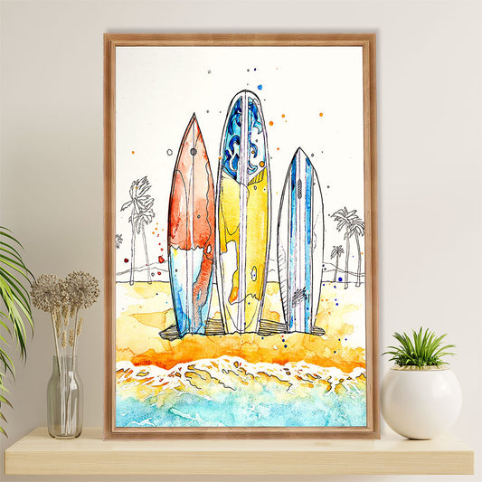 Water Surfing Poster Prints | Surfboards | Wall Art Gift for Beach Surfer