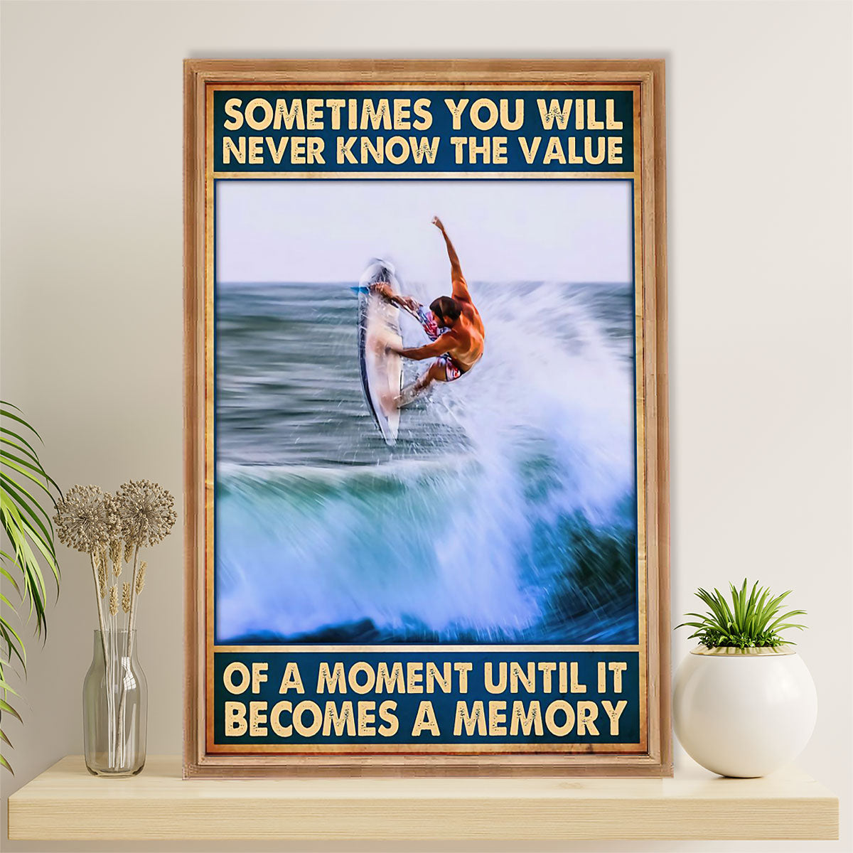 Water Surfing Canvas Wall Art Prints | Memory | Home Décor Gift for Beach Surfer