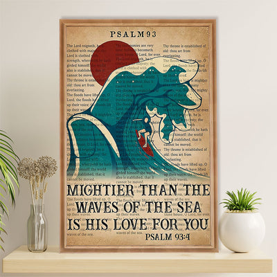 Water Surfing Poster Prints | Mightier Than The Waves | Wall Art Gift for Beach Surfer