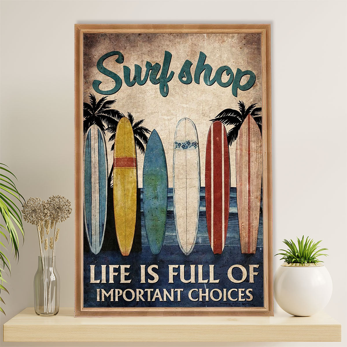 Water Surfing Poster Prints | Surf Shop | Wall Art Gift for Beach Surfer