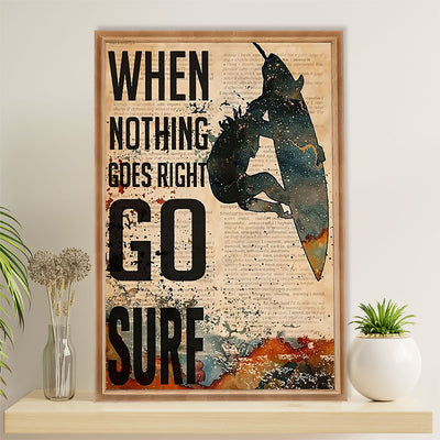 Water Surfing Canvas Wall Art Prints | Go Surf | Home Décor Gift for Beach Surfer
