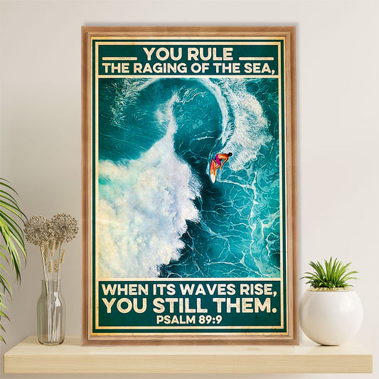 Water Surfing Poster Prints | Rule The Raging Of The Sea | Wall Art Gift for Beach Surfer