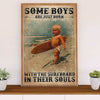 Water Surfing Canvas Wall Art Prints | Boys Born With The Surfboard | Home Décor Gift for Beach Surfer