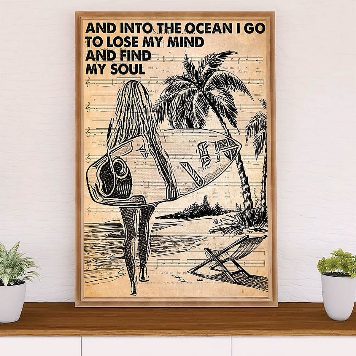 Water Surfing Poster Prints | Into The Ocean I Go | Wall Art Gift for Beach Surfer