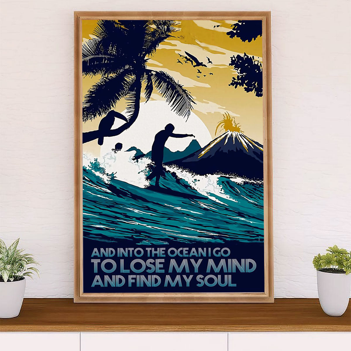 Water Surfing Canvas Wall Art Prints | Into The Ocean I Go | Home Décor Gift for Beach Surfer