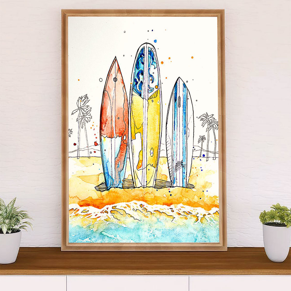 Water Surfing Poster Prints | Surfboards | Wall Art Gift for Beach Surfer