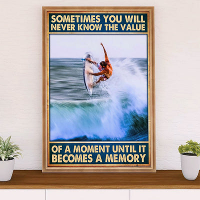 Water Surfing Canvas Wall Art Prints | Memory | Home Décor Gift for Beach Surfer