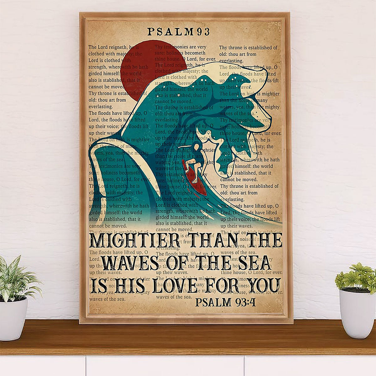 Water Surfing Poster Prints | Mightier Than The Waves | Wall Art Gift for Beach Surfer