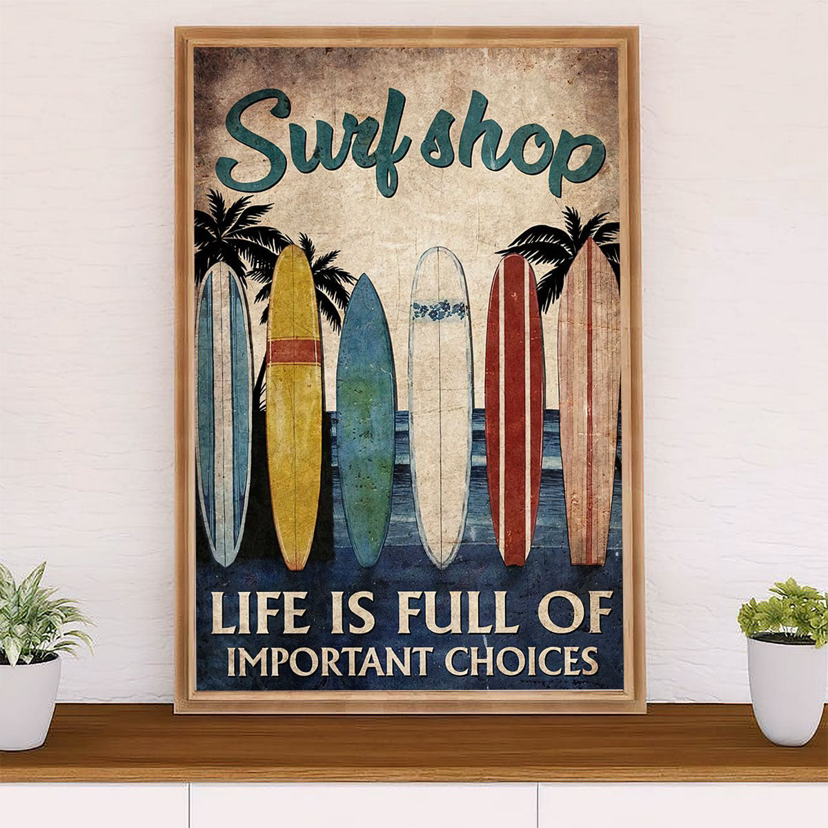 Water Surfing Poster Prints | Surf Shop | Wall Art Gift for Beach Surfer