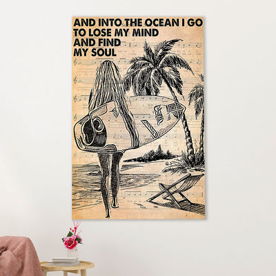 Water Surfing Canvas Wall Art Prints | Into The Ocean I Go | Home Décor Gift for Beach Surfer