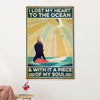 Water Surfing Poster Prints | Girl Lost Heart To The Ocean | Wall Art Gift for Beach Surfer