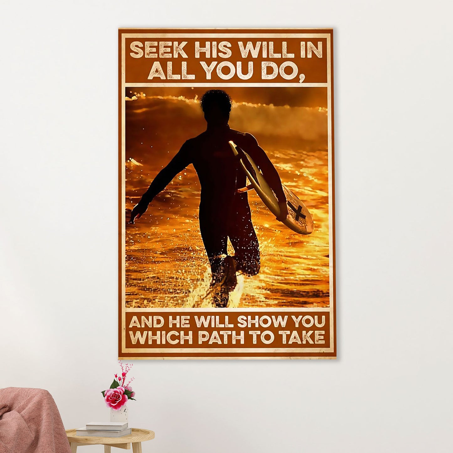 Water Surfing Canvas Wall Art Prints | Man Surfing | Home Décor Gift for Beach Surfer