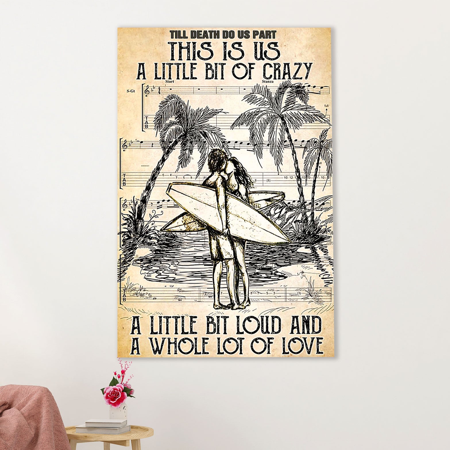 Water Surfing Canvas Wall Art Prints | This Is Little Bit Of Crazy | Home Décor Gift for Beach Surfer