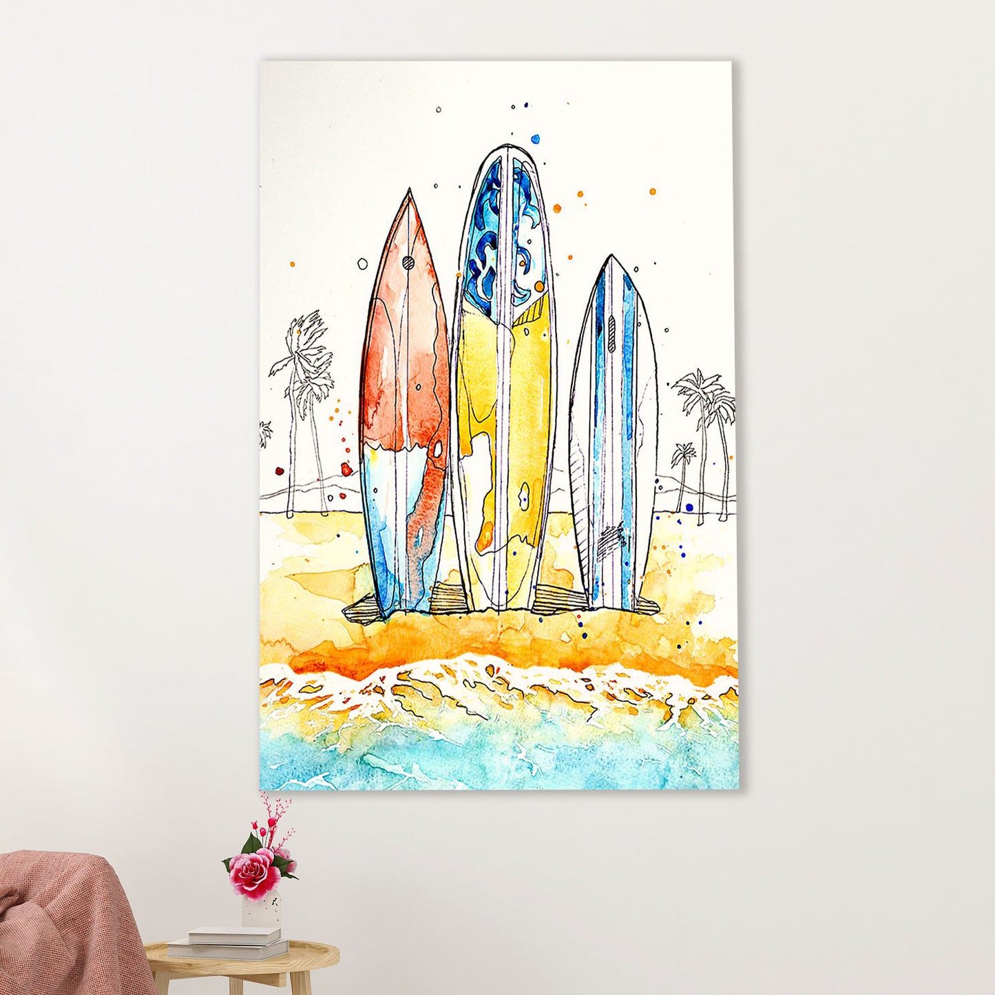 Water Surfing Poster Prints | Surfboards | Wall Art Gift for Beach Surfer