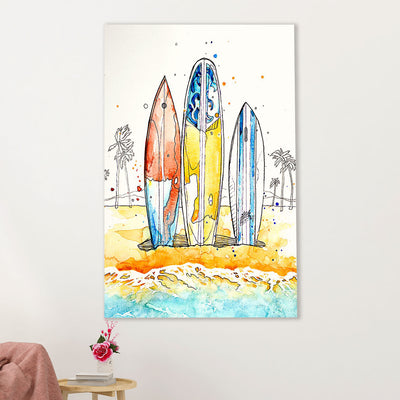 Water Surfing Canvas Wall Art Prints | Surfboards | Home Décor Gift for Beach Surfer