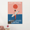 Water Surfing Poster Prints | Girl Loves Surfing | Wall Art Gift for Beach Surfer
