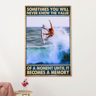 Water Surfing Canvas Wall Art Prints | Memory | Home Décor Gift for Beach Surfer
