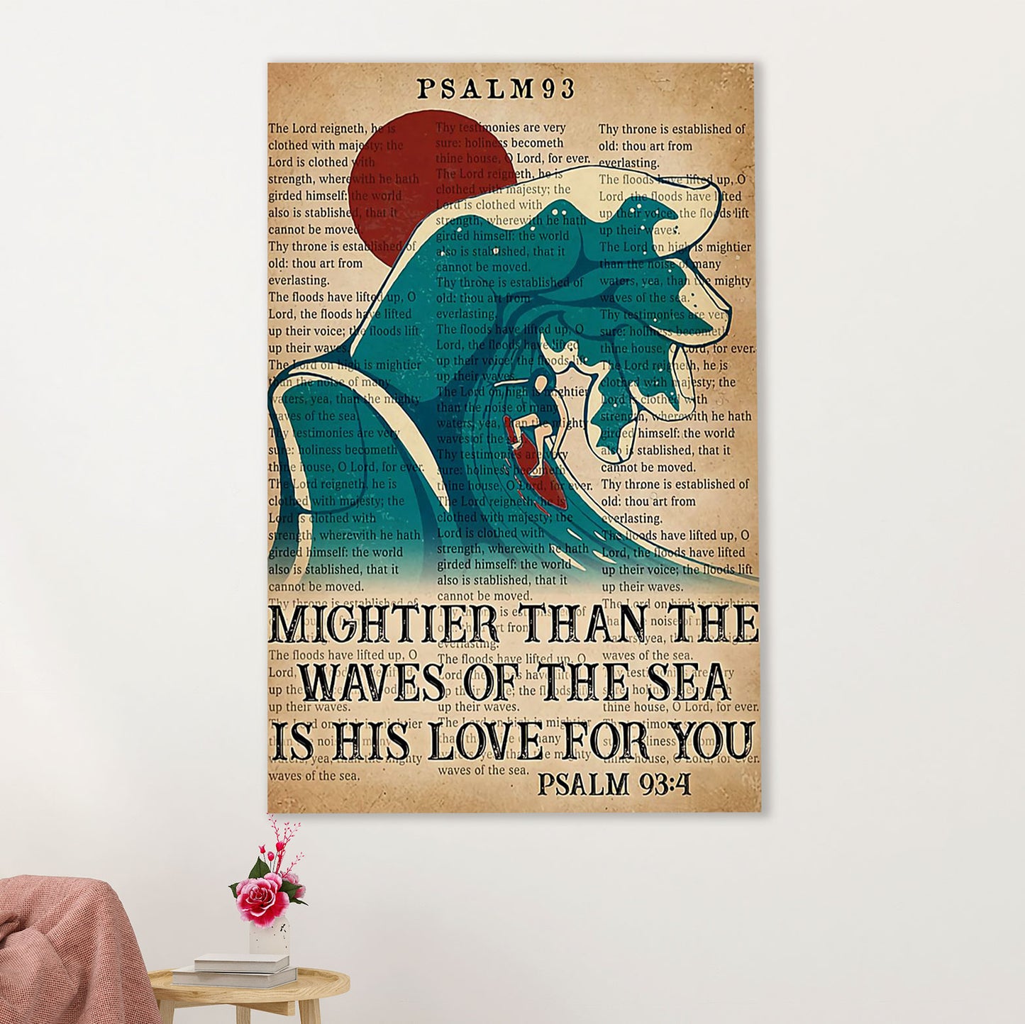 Water Surfing Canvas Wall Art Prints | Mightier Than The Waves | Home Décor Gift for Beach Surfer