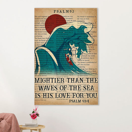 Water Surfing Canvas Wall Art Prints | Mightier Than The Waves | Home Décor Gift for Beach Surfer