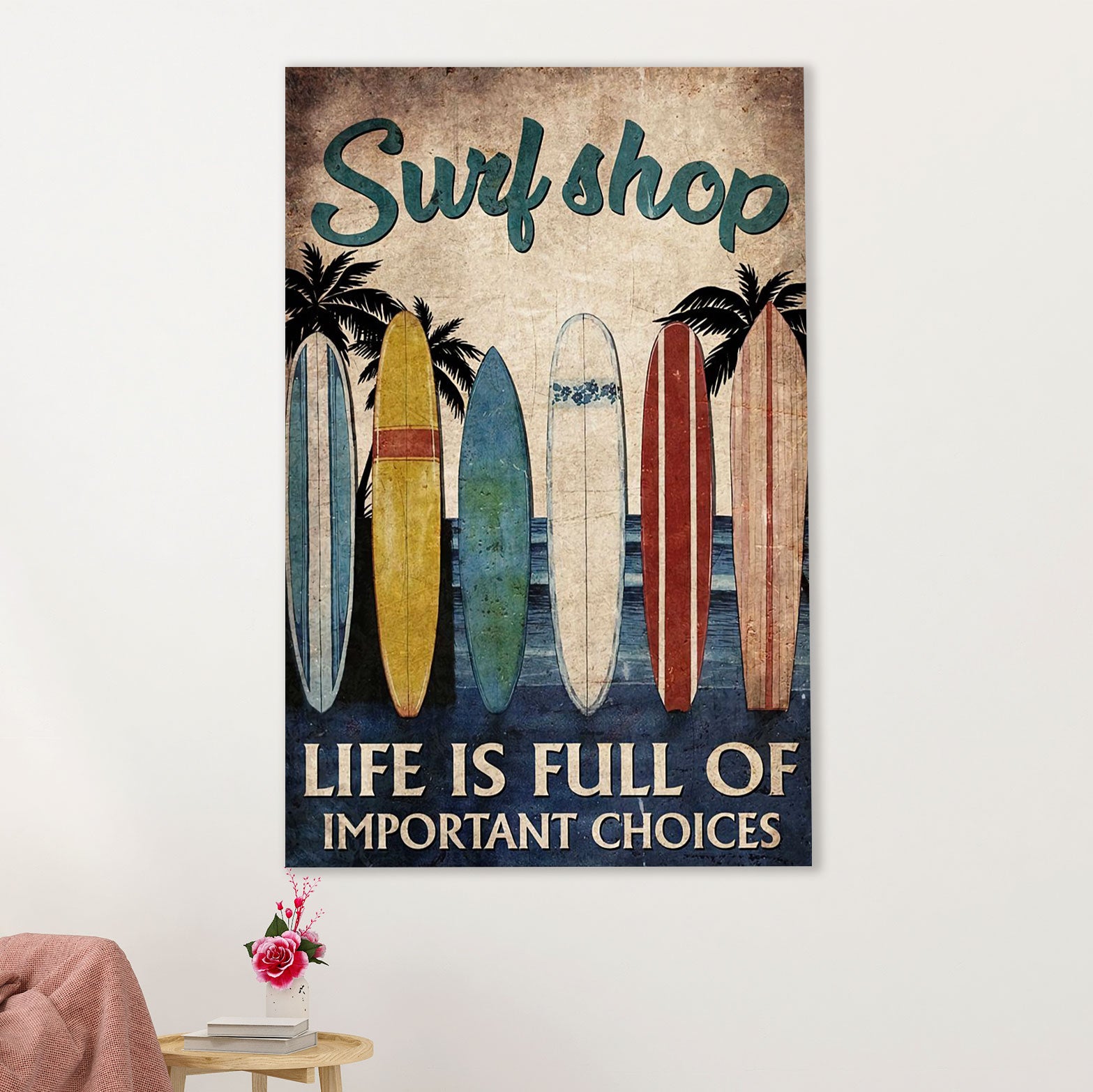 Water Surfing Canvas Wall Art Prints | Surf Shop | Home Décor Gift for Beach Surfer