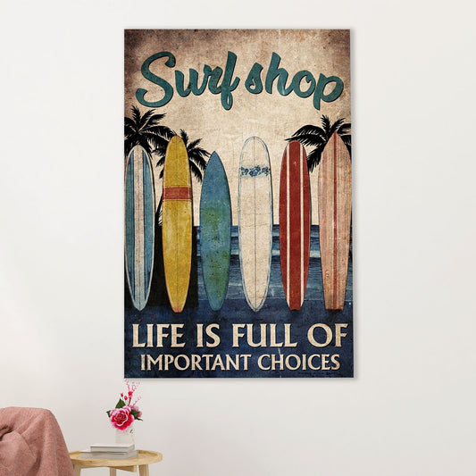 Water Surfing Canvas Wall Art Prints | Surf Shop | Home Décor Gift for Beach Surfer