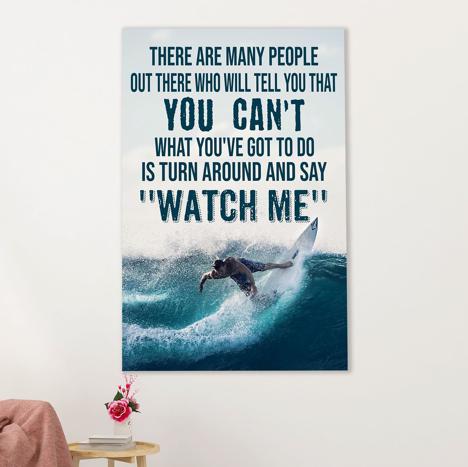 Water Surfing Canvas Wall Art Prints | Watch Me | Home Décor Gift for Beach Surfer