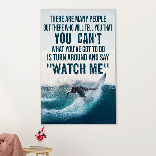 Water Surfing Canvas Wall Art Prints | Watch Me | Home Décor Gift for Beach Surfer