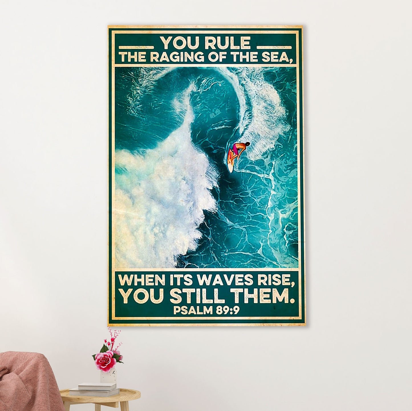 Water Surfing Poster Prints | Rule The Raging Of The Sea | Wall Art Gift for Beach Surfer