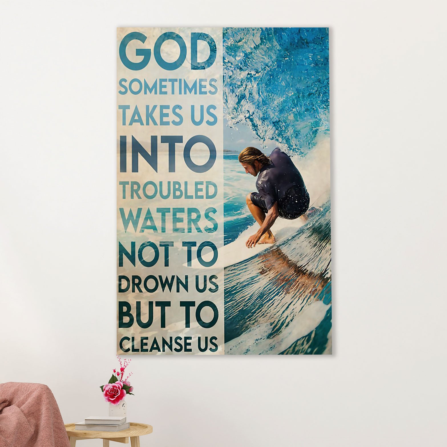 Water Surfing Canvas Wall Art Prints | Troubled Water | Home Décor Gift for Beach Surfer