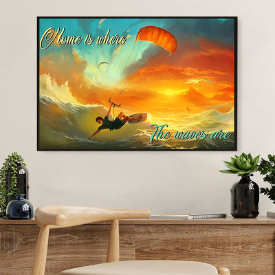 Water Surfing Poster Prints | Home Is Where The Waves Are | Wall Art Gift for Beach Surfer