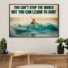 Water Surfing Canvas Wall Art Prints | You Can Learn To Surf | Home Décor Gift for Beach Surfer