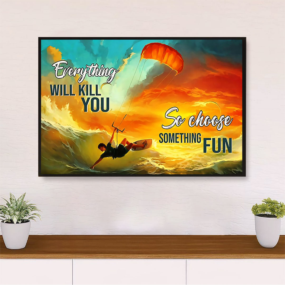 Water Surfing Canvas Wall Art Prints | Badass Quote | Home Décor Gift for Beach Surfer