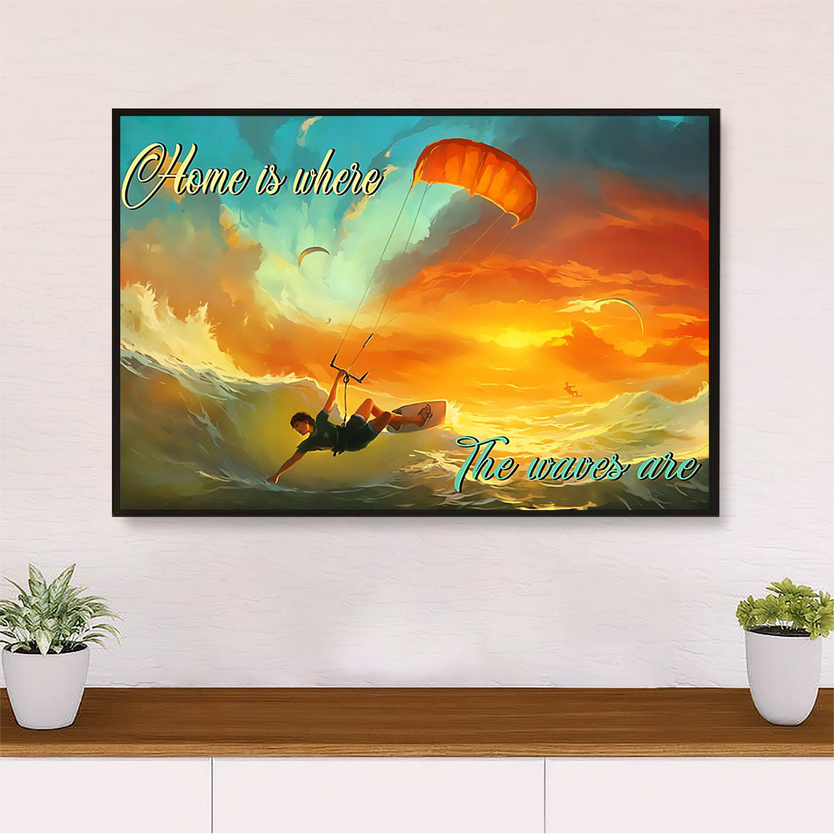 Water Surfing Poster Prints | Home Is Where The Waves Are | Wall Art Gift for Beach Surfer