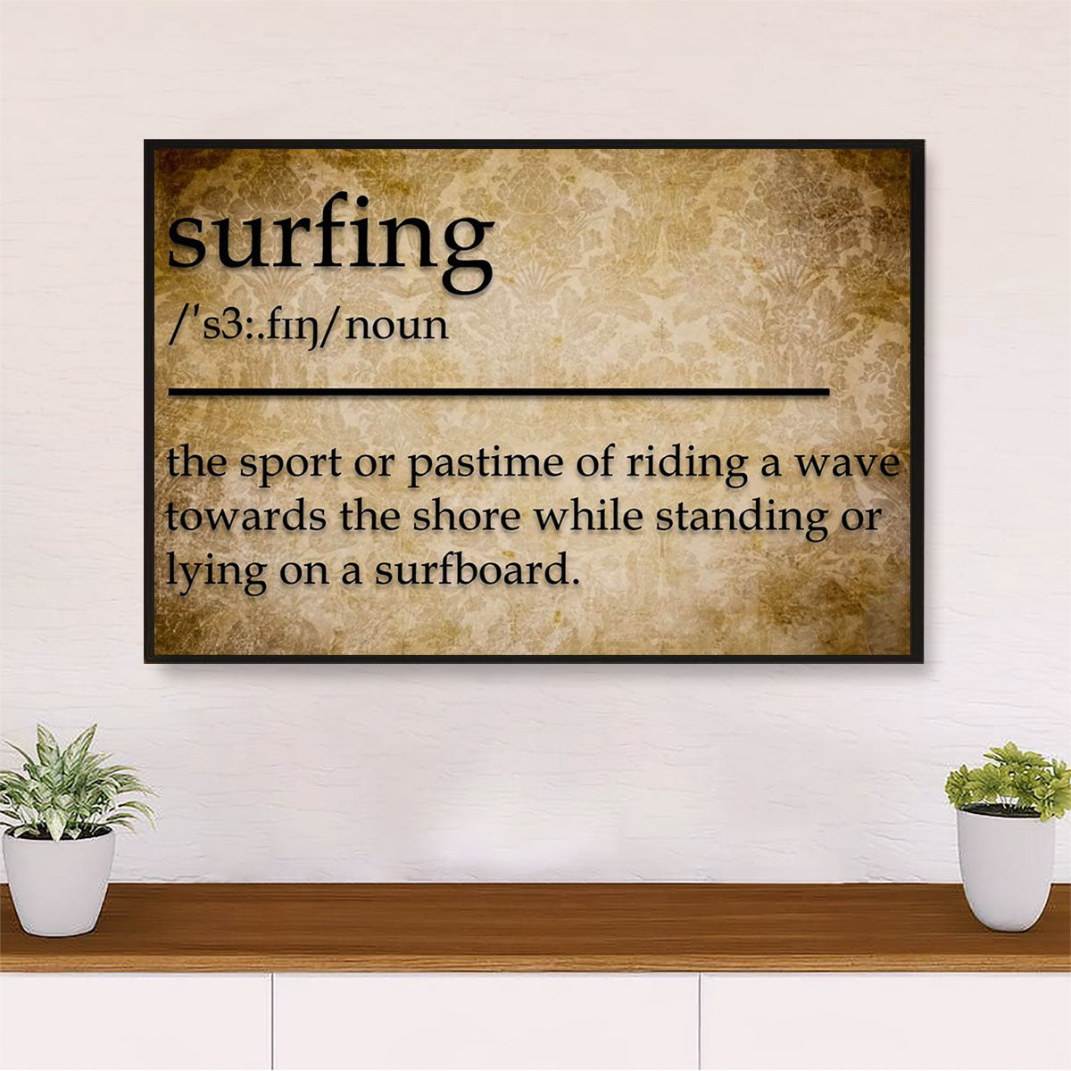 Water Surfing Poster Prints | Surfing Definition | Wall Art Gift for Beach Surfer