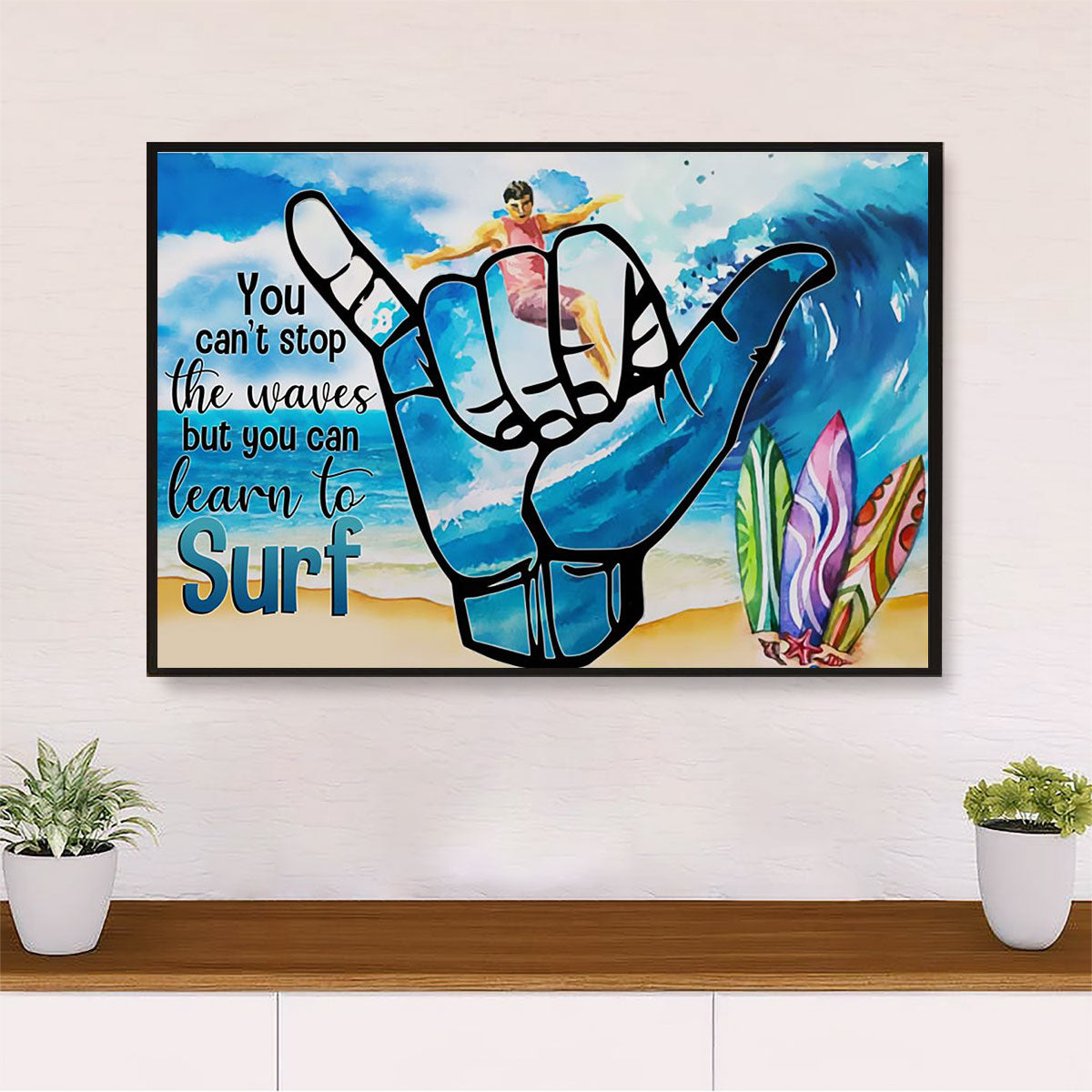 Water Surfing Poster Prints | Funny Quote | Wall Art Gift for Beach Surfer