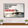 Water Surfing Poster Prints | Old Man With A Surfboard | Wall Art Gift for Beach Surfer