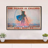 Water Surfing Canvas Wall Art Prints | The Ocean Is Calling | Home Décor Gift for Beach Surfer