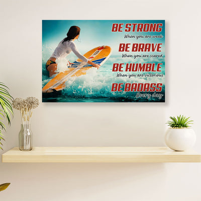 Water Surfing Poster Prints | Girl Surfer | Wall Art Gift for Beach Surfer