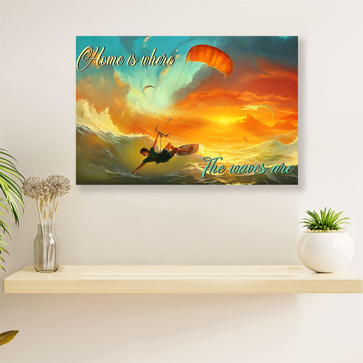 Water Surfing Poster Prints | Home Is Where The Waves Are | Wall Art Gift for Beach Surfer