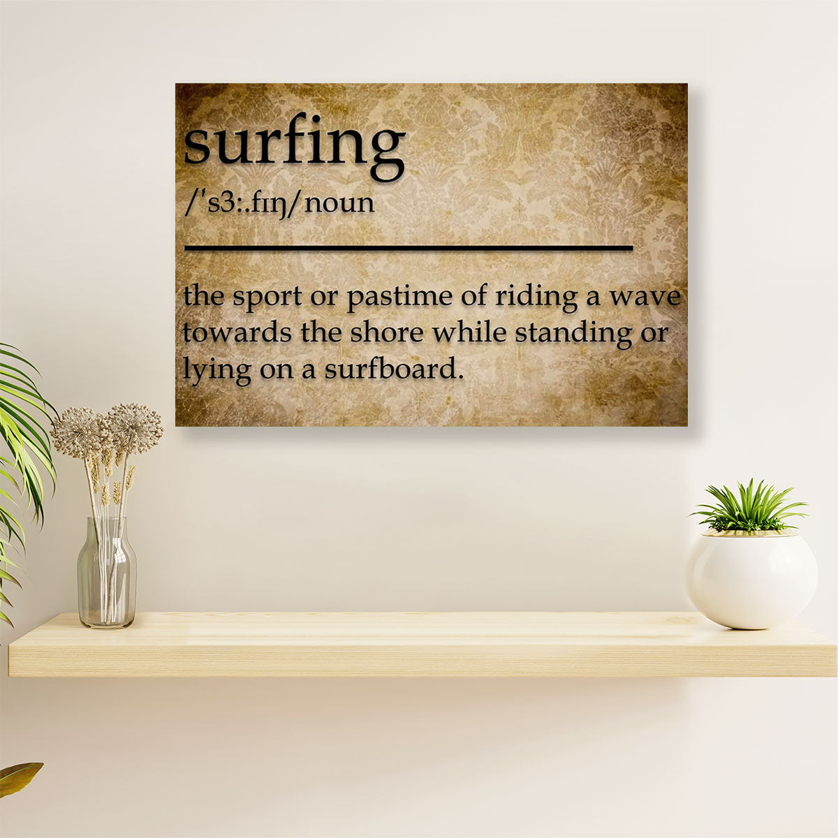 Water Surfing Poster Prints | Surfing Definition | Wall Art Gift for Beach Surfer