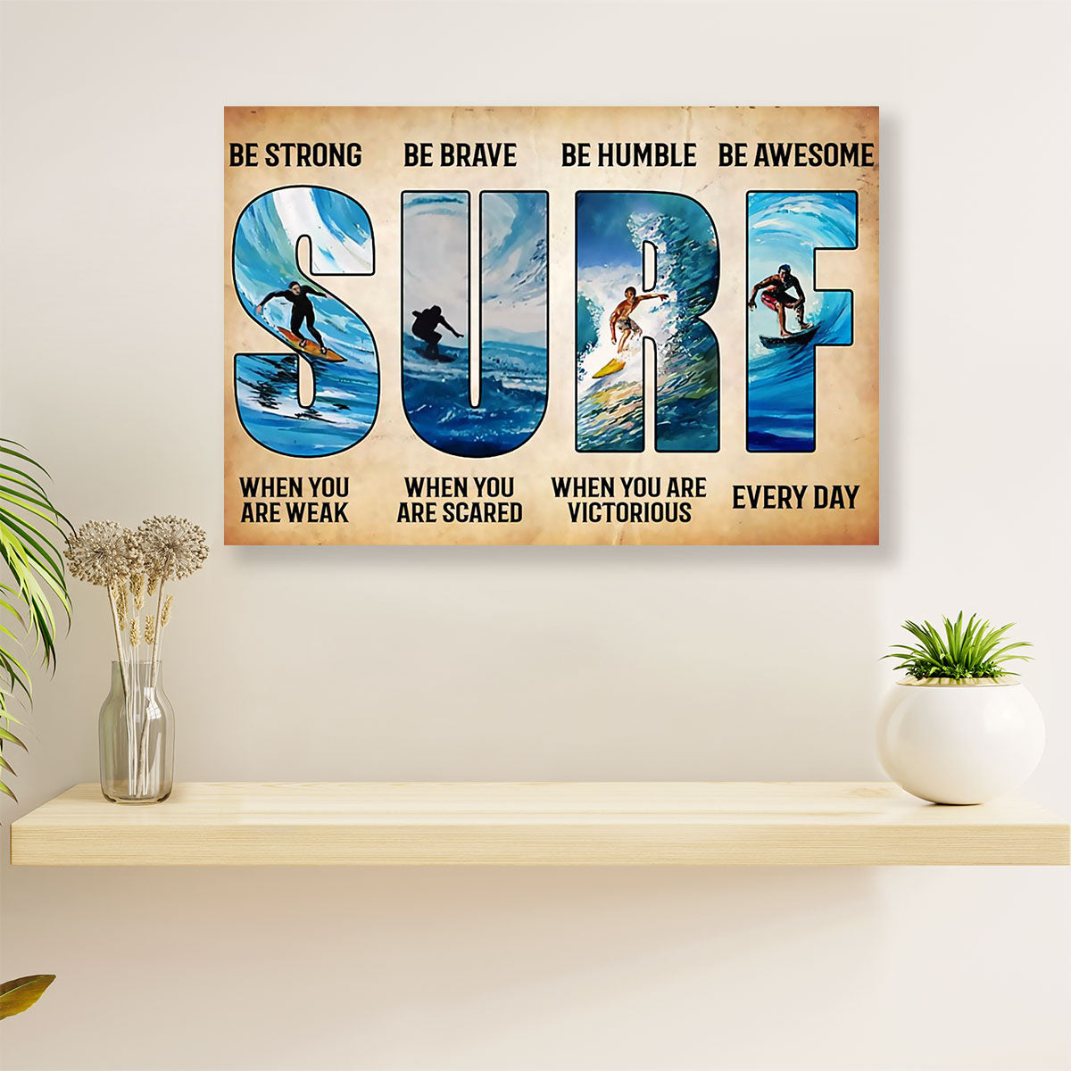 Water Surfing Poster Prints | SURF | Wall Art Gift for Beach Surfer