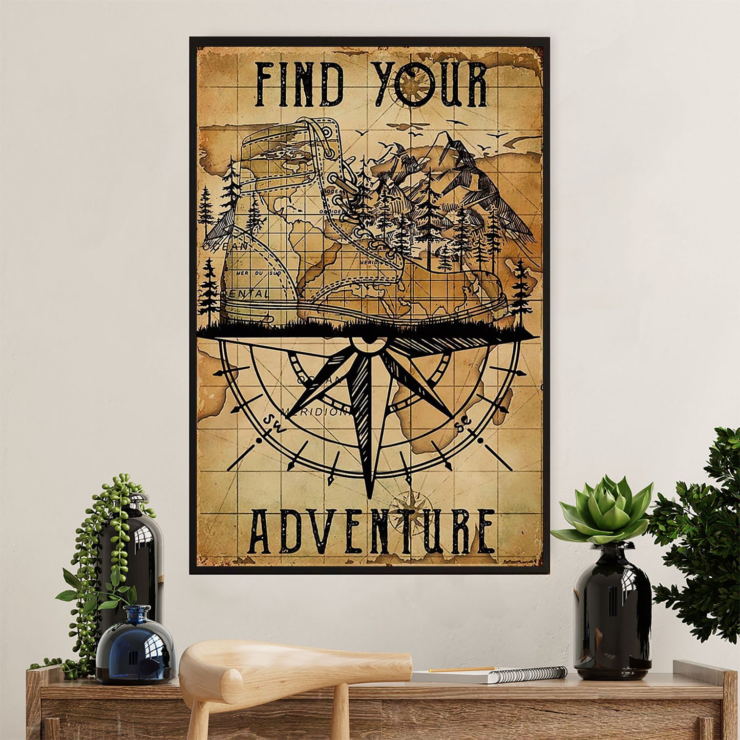 Hiking Poster Prints | Find Your Adventure | Wall Art Gift for Hiker