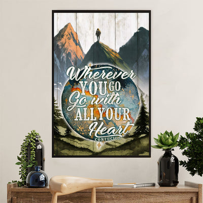 Hiking Poster Prints | Go With Your Heart | Wall Art Gift for Hiker