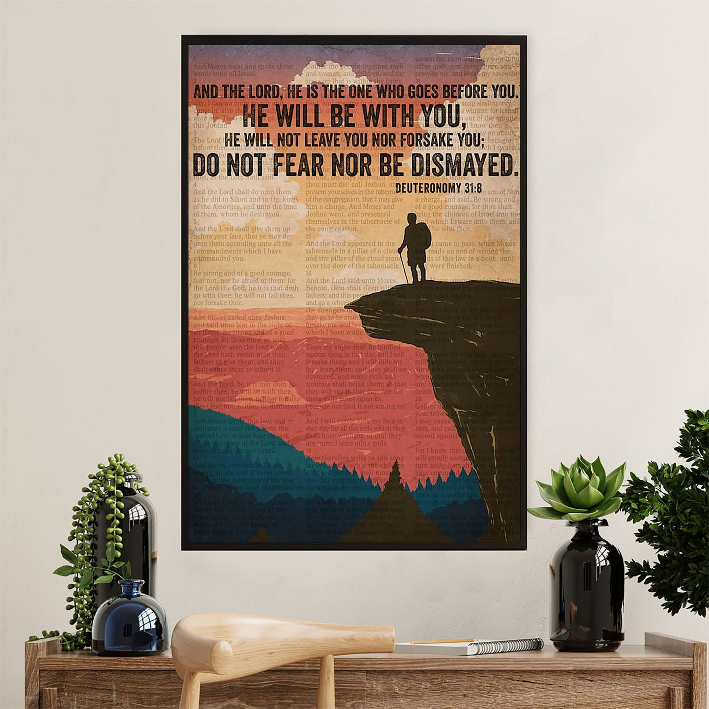 Hiking Canvas Wall Art Prints | He Will Be With You | Home Décor Gift for Hiker