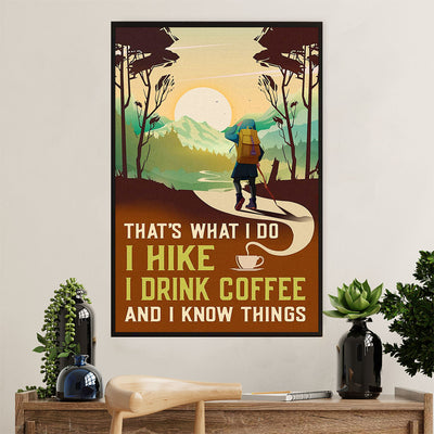 Hiking Canvas Wall Art Prints | Loves Hiking & Coffee | Home Décor Gift for Hiker